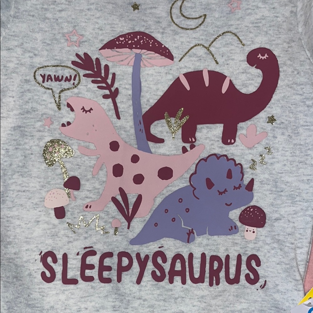 Carter's Gray and Pink Dinosaur Pajama Set - Picture 2 of 3